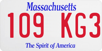 MA license plate 109KG3