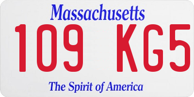 MA license plate 109KG5