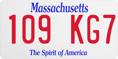 MA license plate 109KG7