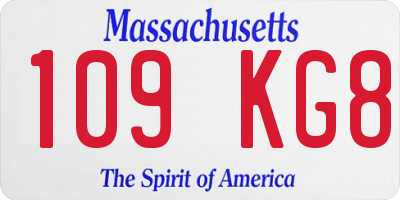MA license plate 109KG8