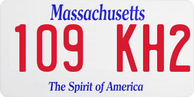 MA license plate 109KH2