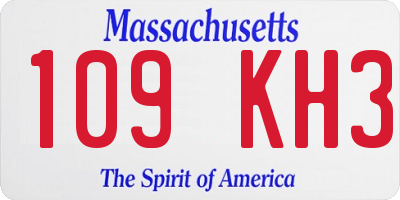 MA license plate 109KH3