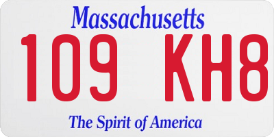 MA license plate 109KH8