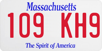 MA license plate 109KH9