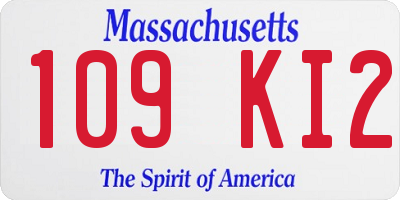 MA license plate 109KI2