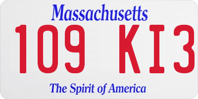 MA license plate 109KI3