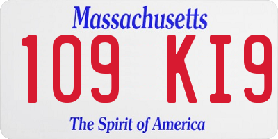 MA license plate 109KI9