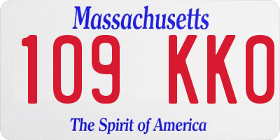 MA license plate 109KK0