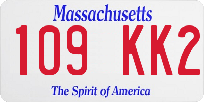MA license plate 109KK2