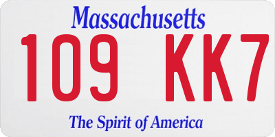 MA license plate 109KK7