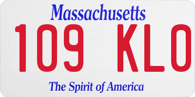 MA license plate 109KL0