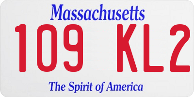 MA license plate 109KL2