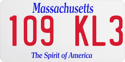 MA license plate 109KL3