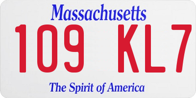 MA license plate 109KL7