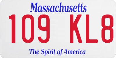 MA license plate 109KL8