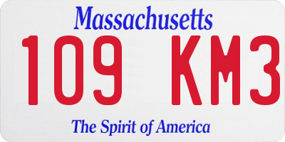 MA license plate 109KM3