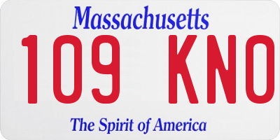 MA license plate 109KN0