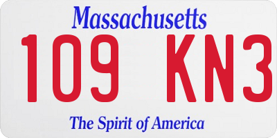 MA license plate 109KN3