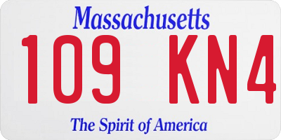 MA license plate 109KN4