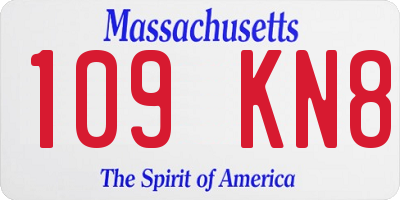 MA license plate 109KN8