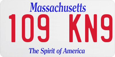 MA license plate 109KN9