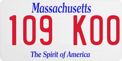 MA license plate 109KO0