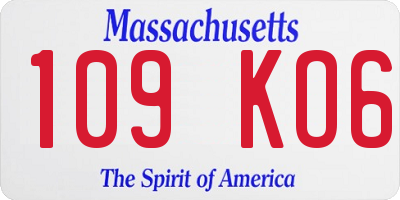 MA license plate 109KO6