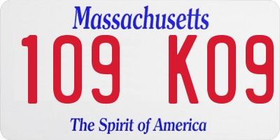 MA license plate 109KO9