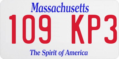 MA license plate 109KP3