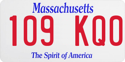 MA license plate 109KQ0
