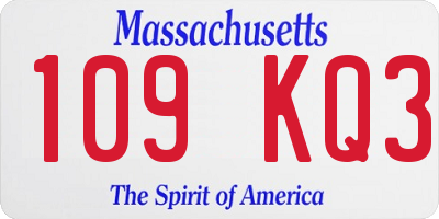 MA license plate 109KQ3