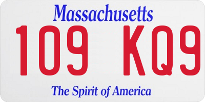 MA license plate 109KQ9