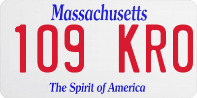 MA license plate 109KR0