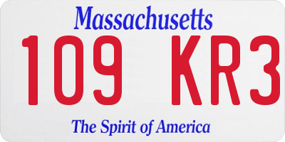 MA license plate 109KR3