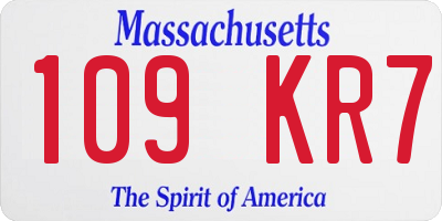 MA license plate 109KR7