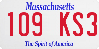 MA license plate 109KS3