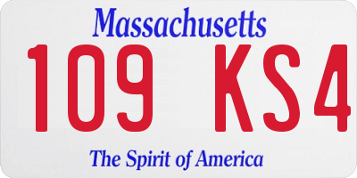 MA license plate 109KS4