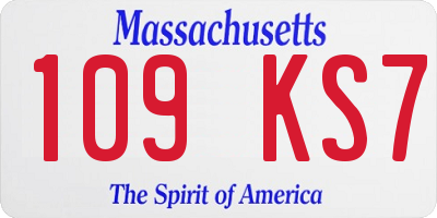 MA license plate 109KS7