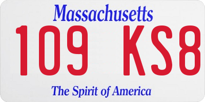 MA license plate 109KS8