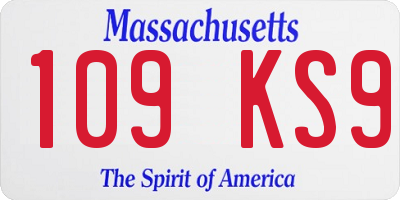 MA license plate 109KS9