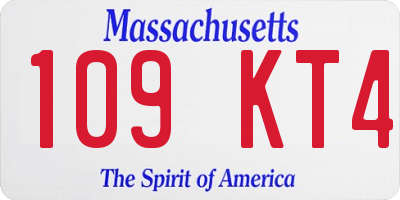 MA license plate 109KT4