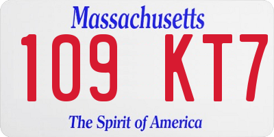 MA license plate 109KT7
