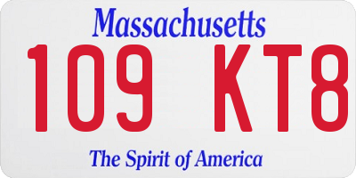 MA license plate 109KT8