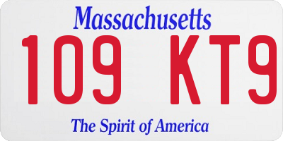 MA license plate 109KT9