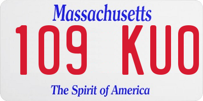 MA license plate 109KU0