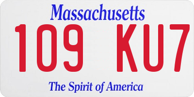 MA license plate 109KU7