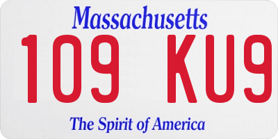 MA license plate 109KU9