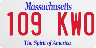 MA license plate 109KW0