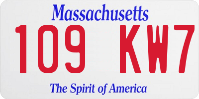 MA license plate 109KW7