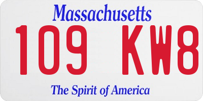 MA license plate 109KW8